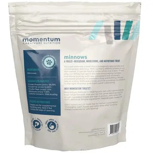 Momentum Carnivore Nutrition Freeze Dried Raw Minnows Treats 2oz Momentum