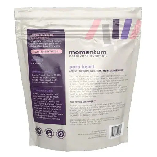 Momentum Carnivore Nutrition Freeze Dried Raw Pork Heart Topper 3.75 Momentum