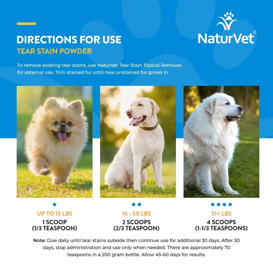 Naturvet® Tear Stain Plus Lutein Supplement Powder for Dogs & Cats 200 Gm Naturvet®