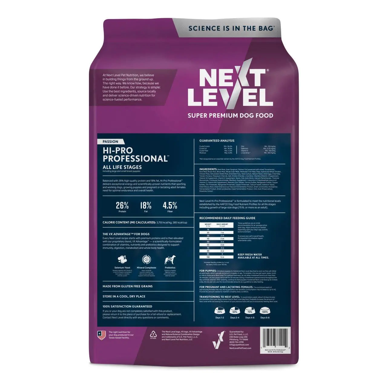 Next Level Hi-Pro Professional All Life Stages Dry Dog Food 40 lb Next Level