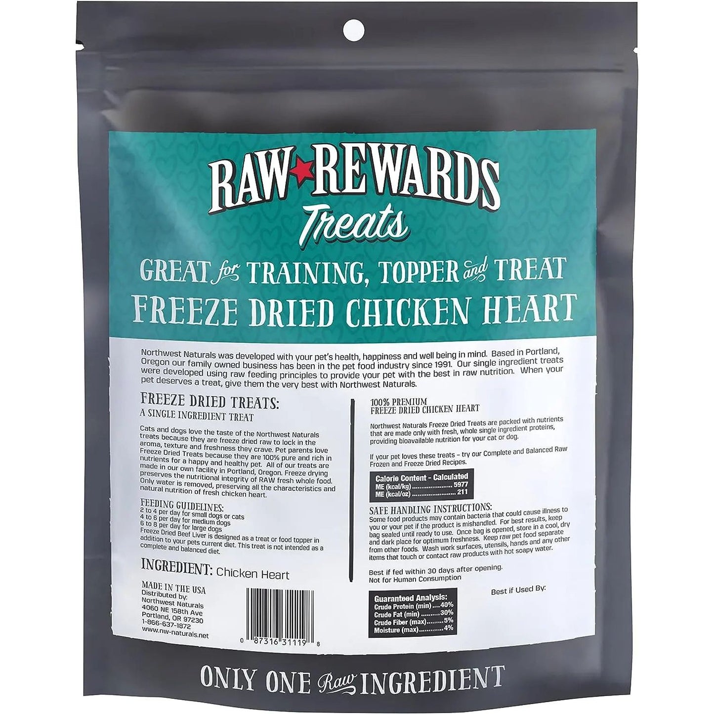 Northwest Naturals Chicken Heart Freeze-Dried Treats for Dogs and Cats Northwest Naturals