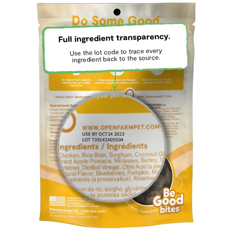 Open Farm Be Good Bites Chicken Recipe Soft & Chewy Treats 6 oz Open Farm