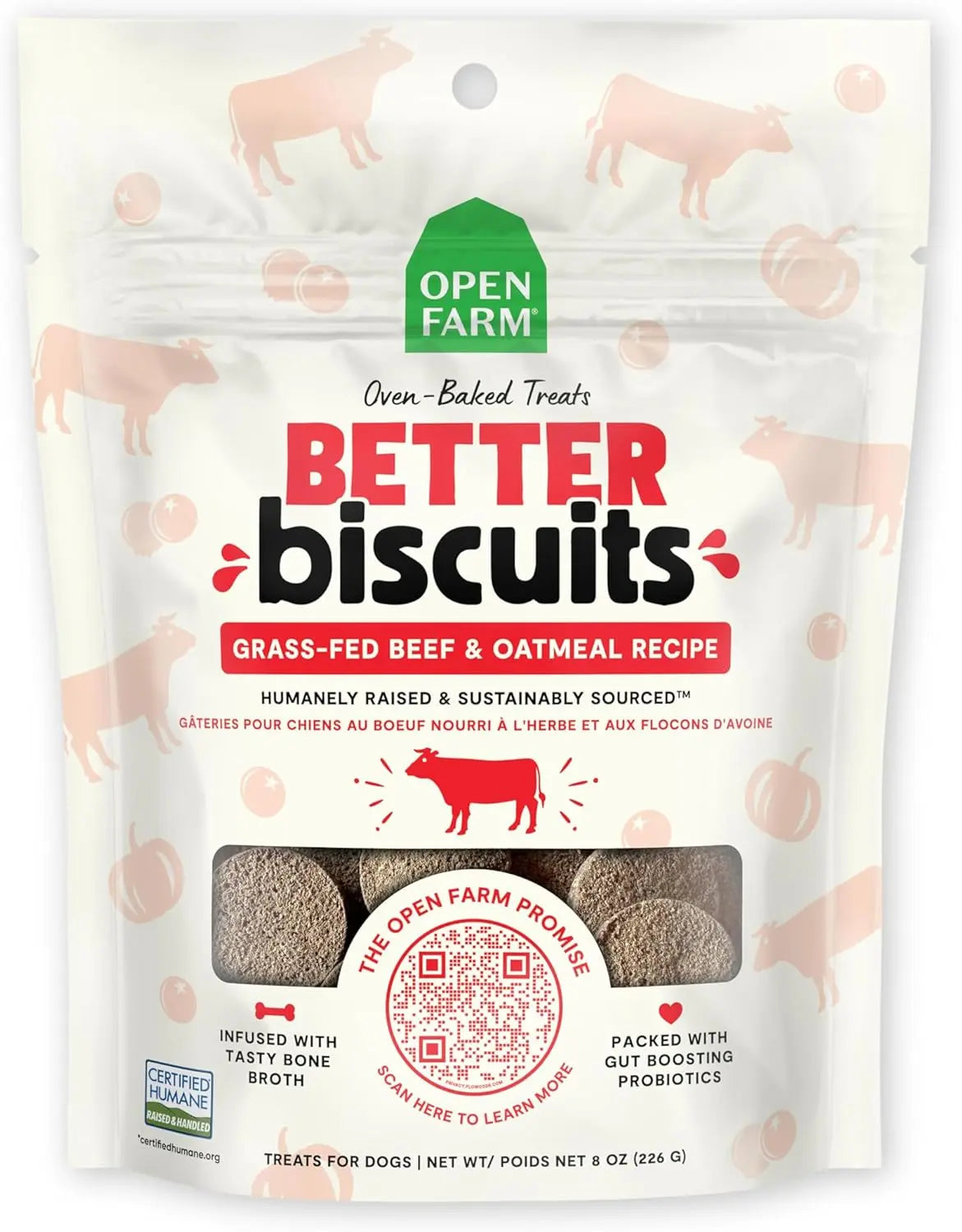 Open Farm Better Biscuits Grass Fed Beef & Oatmeal Oven Baked Dog Treats  8 oz Open Farm