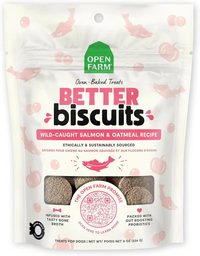 Open Farm Better Biscuits Wild Caught Salmon & Oatmeal Dog Treats  8 oz Open Farm