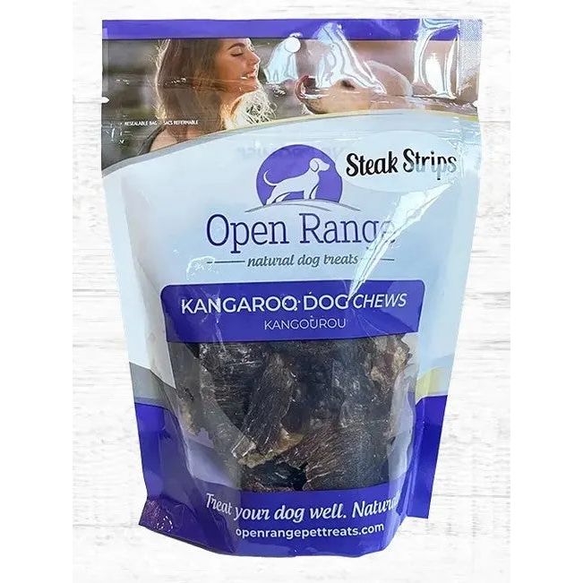 Open Range Kangaroo Steak Strips Dog Treats 100g Open Range