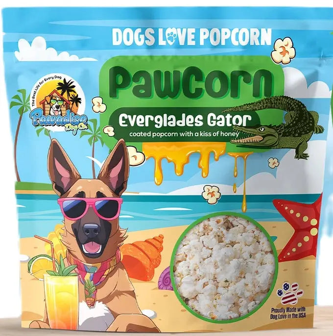 PawCorn Everglades Gator Healthy Dog Treats Popcorn for Dogs PawCorn