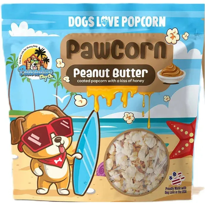 PawCorn Peanut Butter Healthy Dog Treats Popcorn for Dogs PawCorn