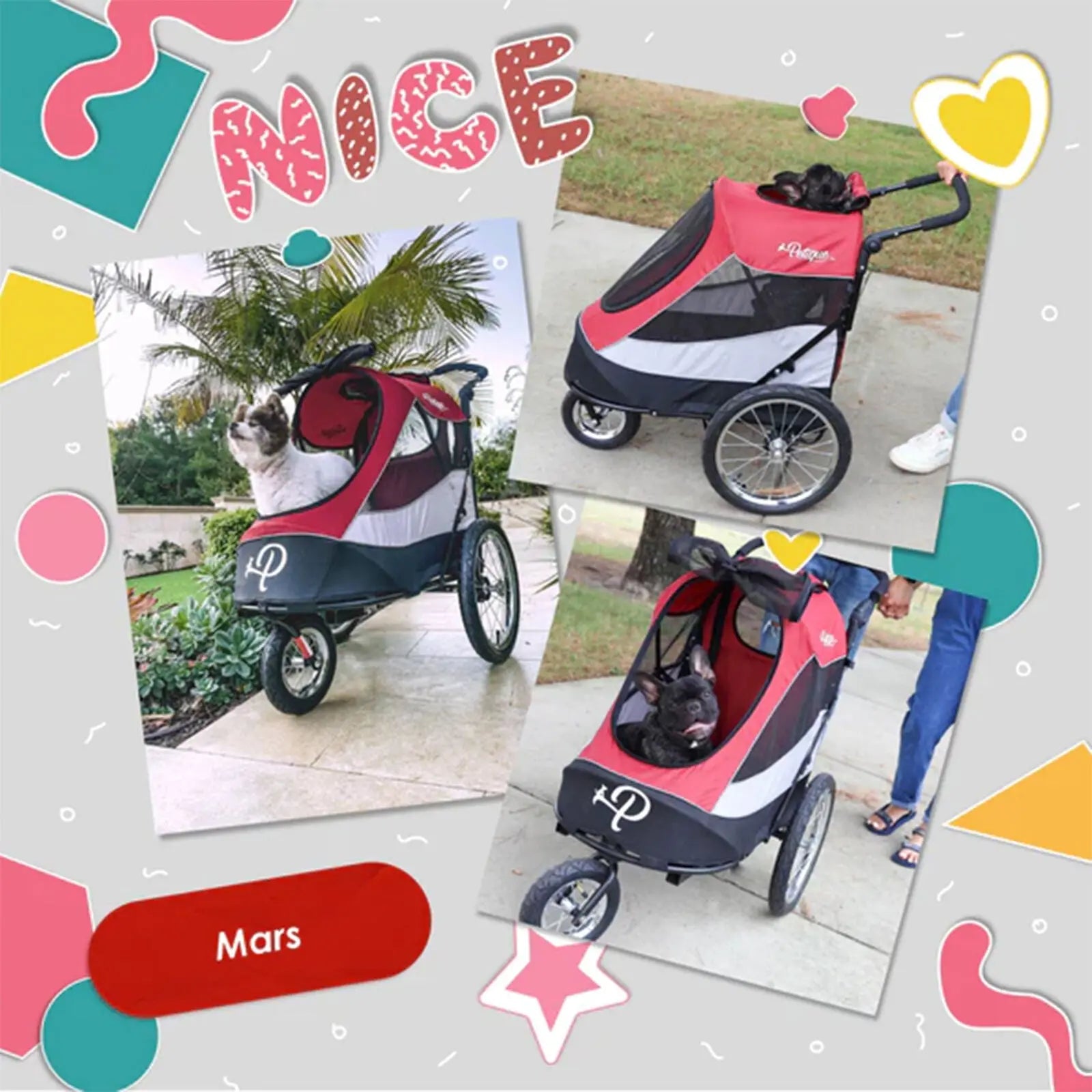 Petique Trailblazer Medium-Sized Ventilated Pet Jogger Dog or Cat Stroller Petique