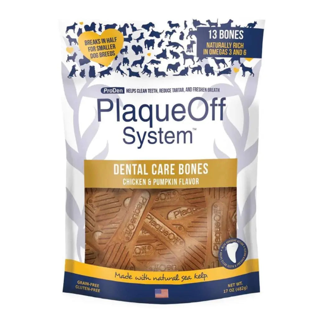 PlaqueOff System Natural Flavored Dental Bone Dog Treats PlaqueOff