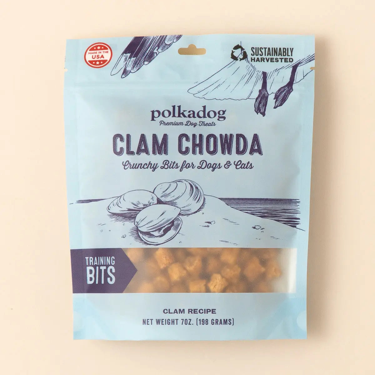 Polkadog Clam Chowda Training Bits Crunchy Dog and Cat Treats Polka Dog