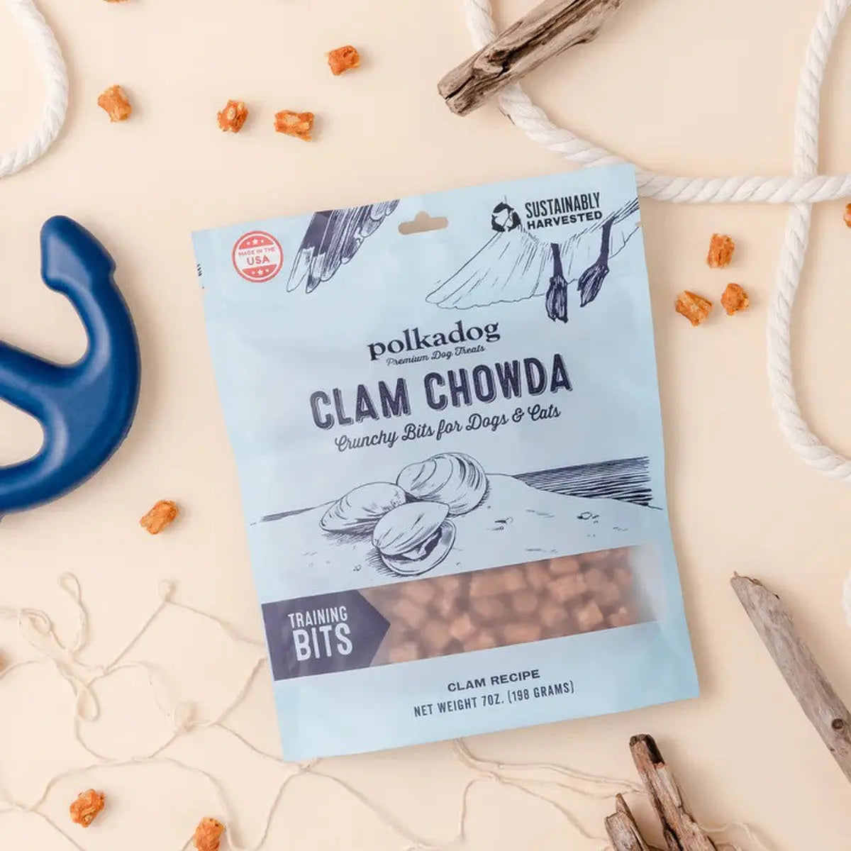 Polkadog Clam Chowda Training Bits Crunchy Dog and Cat Treats Polka Dog