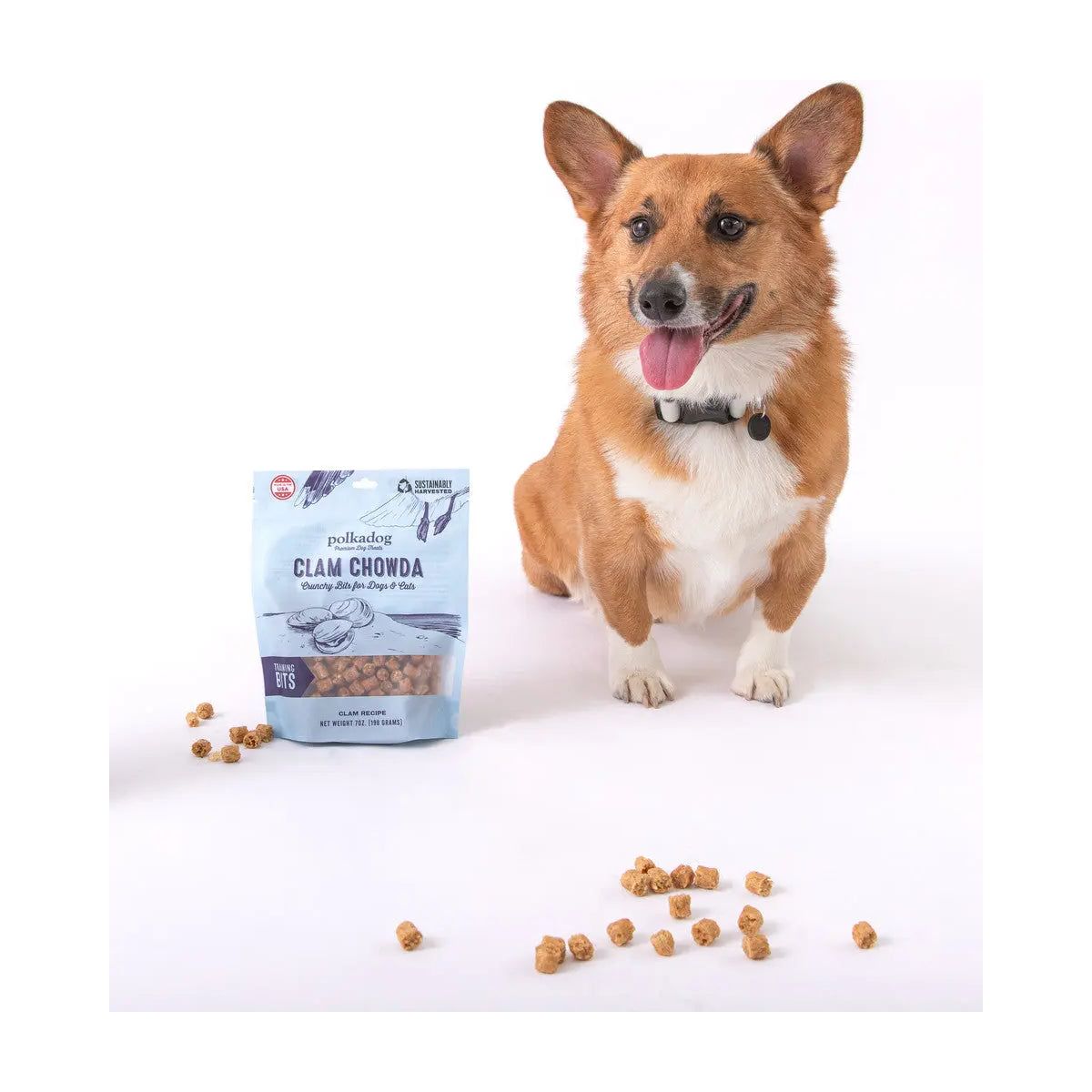 Polkadog Clam Chowda Training Bits Crunchy Dog and Cat Treats Polka Dog