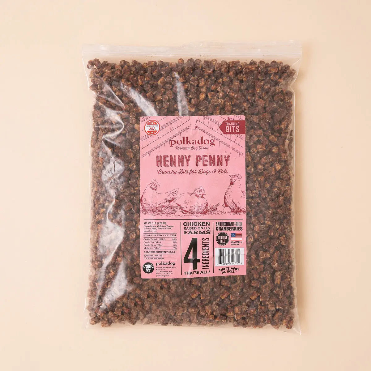 Polkadog Henny Penny Chicken & Cranberry Training Bits Crunchy Dog and Cat Treats 5lb Polka Dog