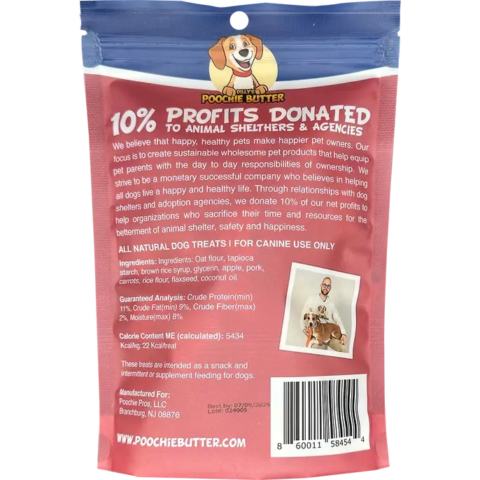 Poochie Butter Pork & Apple Soft Chewy Dog Treats 8oz Poochie Butter