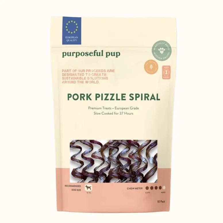 Purposeful Pup Treats Pork Pizzle Spiral Dog Treats 10 Pk Purposeful Pup Treats