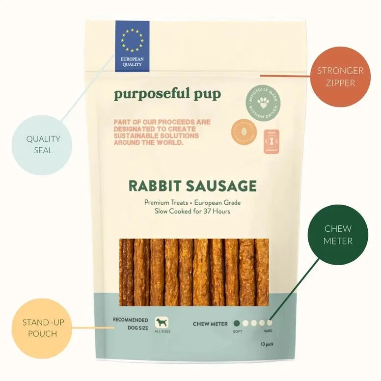 Purposeful Pup Treats Rabbit Sausage Dog Treats 10 Pack Purposeful Pup Treats