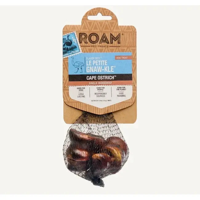 Roam Pet Treats Gnaw-Kle Ostrich Knuckle Dog Chew Roam