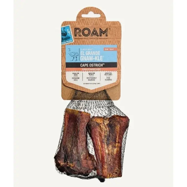 Roam Pet Treats Gnaw-Kle Ostrich Knuckle Dog Chew Roam