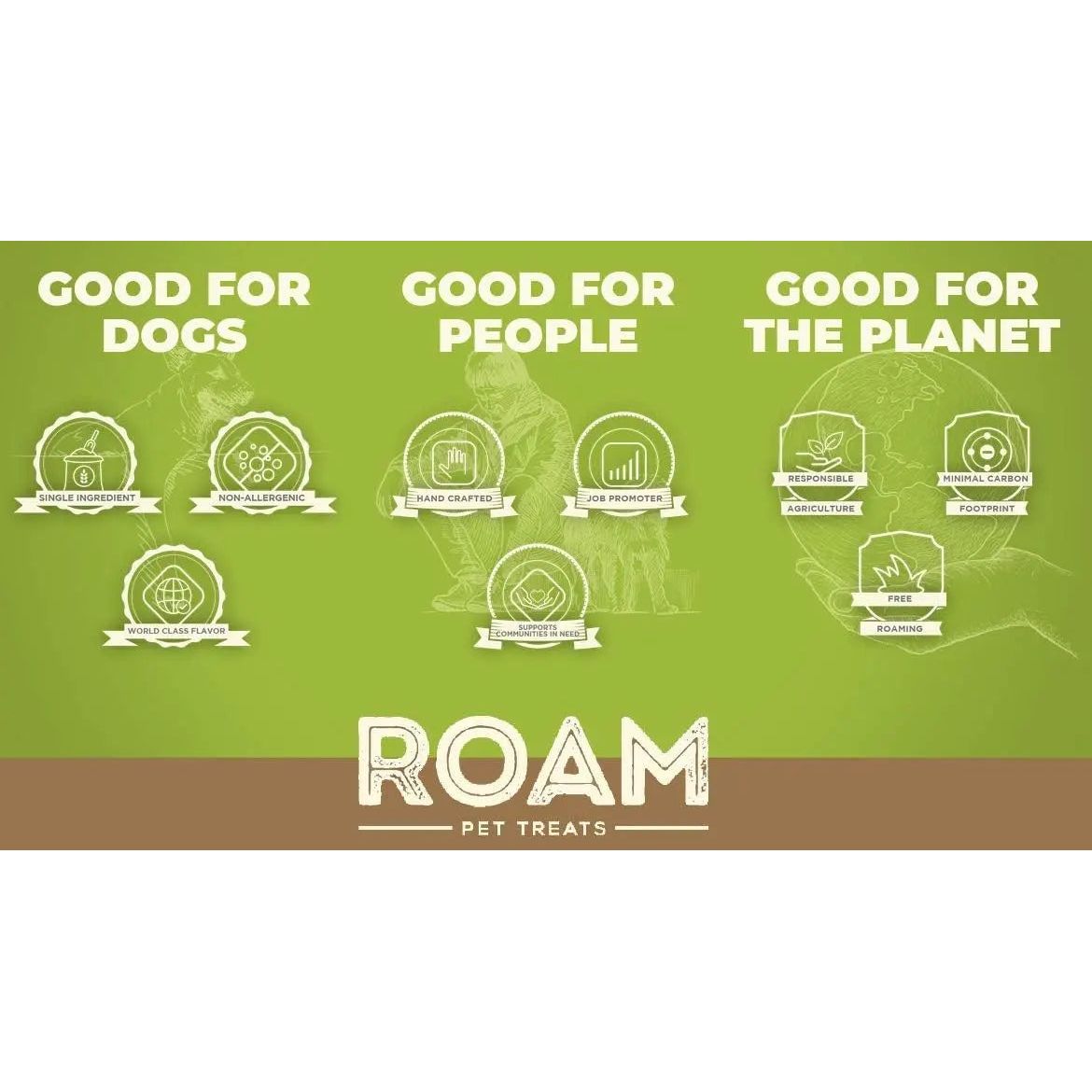 Roam Pet Treats Long Lasting Ossy Chews Ostrich Chews for Dogs 3oz Roam