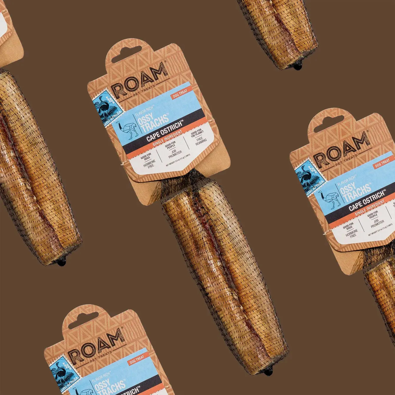 Roam Pet Treats Ossy Trachs Ostrich Trachea Dog Chew Roam