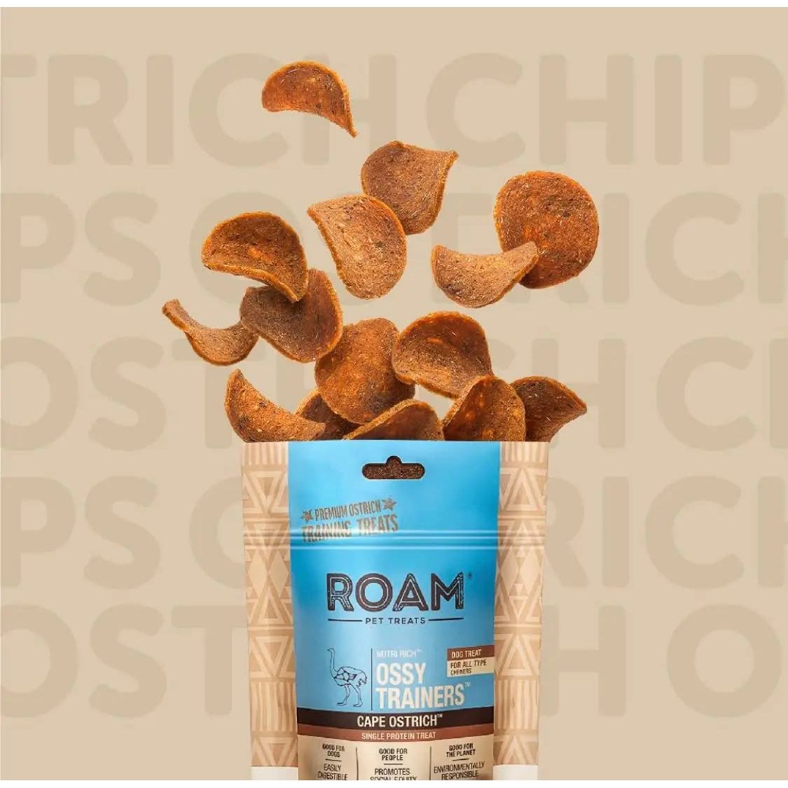 Roam Pet Treats Ossy Trainers Ostrich Training Treats for Dogs Roam