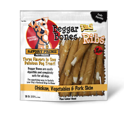 Savory Prime Beggar Bone 3in1 Ribs Dog Treat Savory Prime