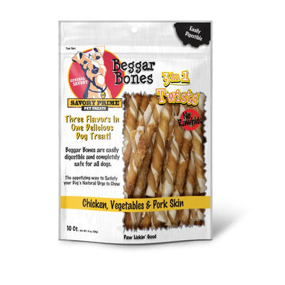 Savory Prime Beggar Bone 3in1 Twists Dog Treat Savory Prime