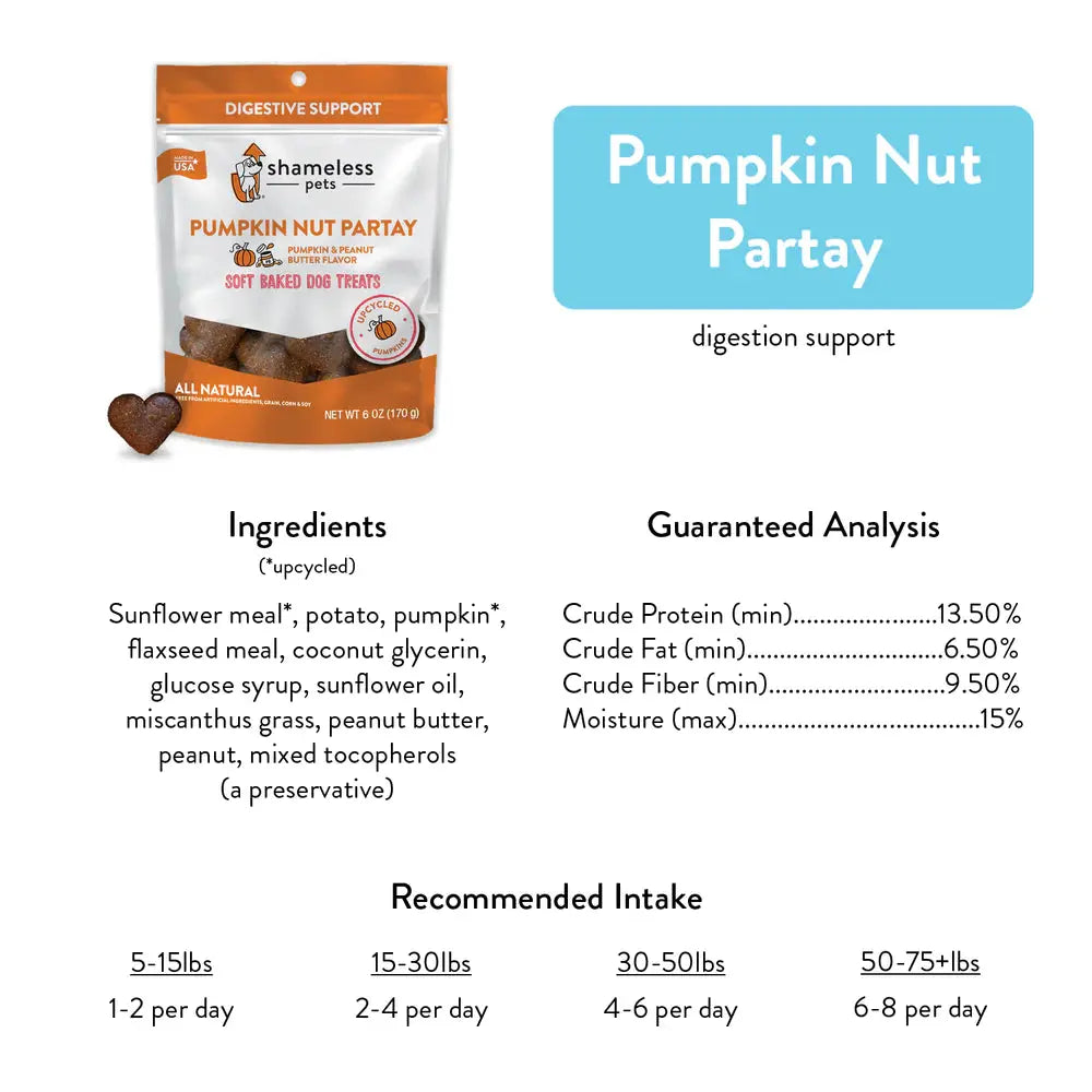 Shameless Pets Pumpkin Nut Par-tay Soft Baked Dog Treats Shameless Pets