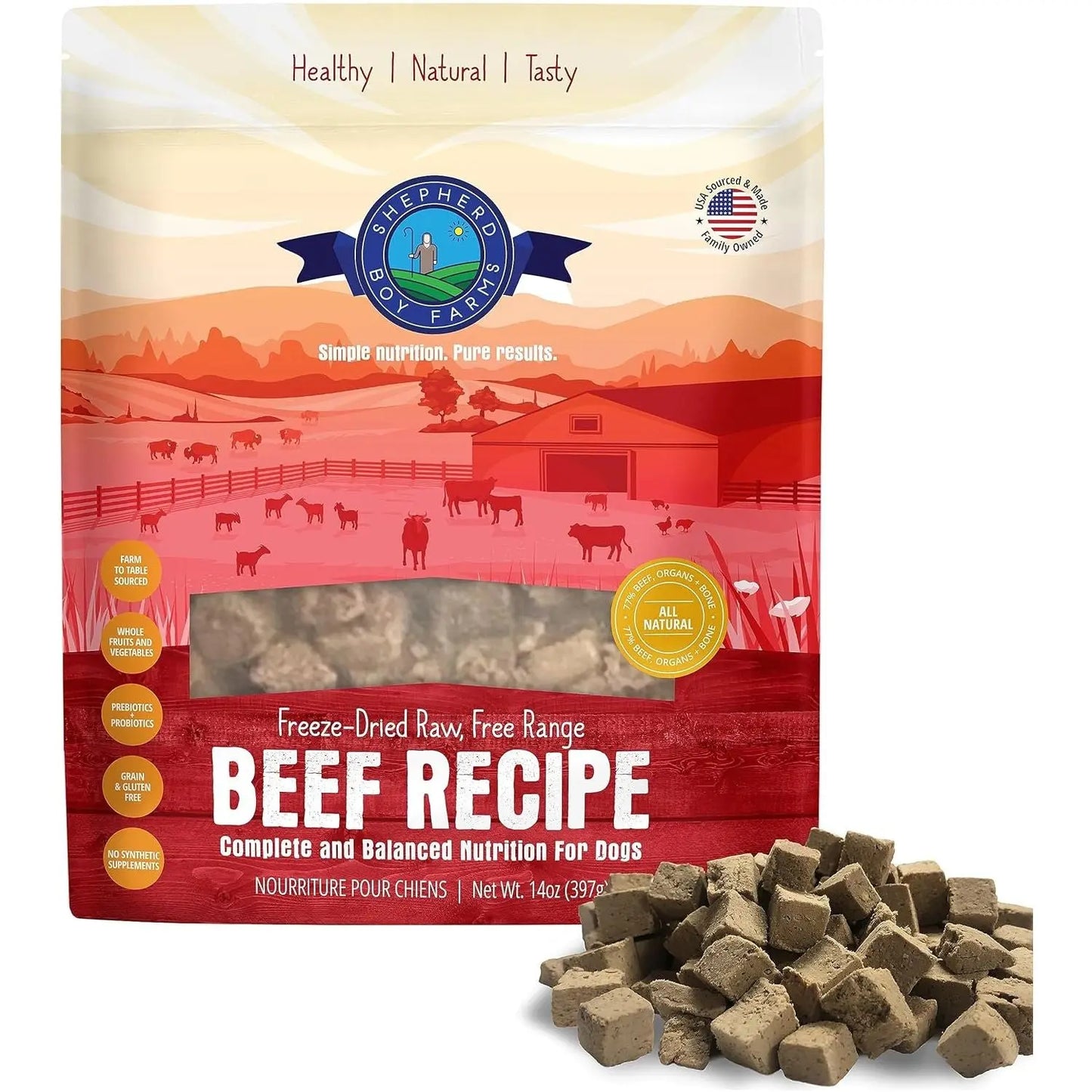 Shepherd Boy Farms Freeze Dried Beef Recipe Dog Food 14 oz Shepherd Boy Farms