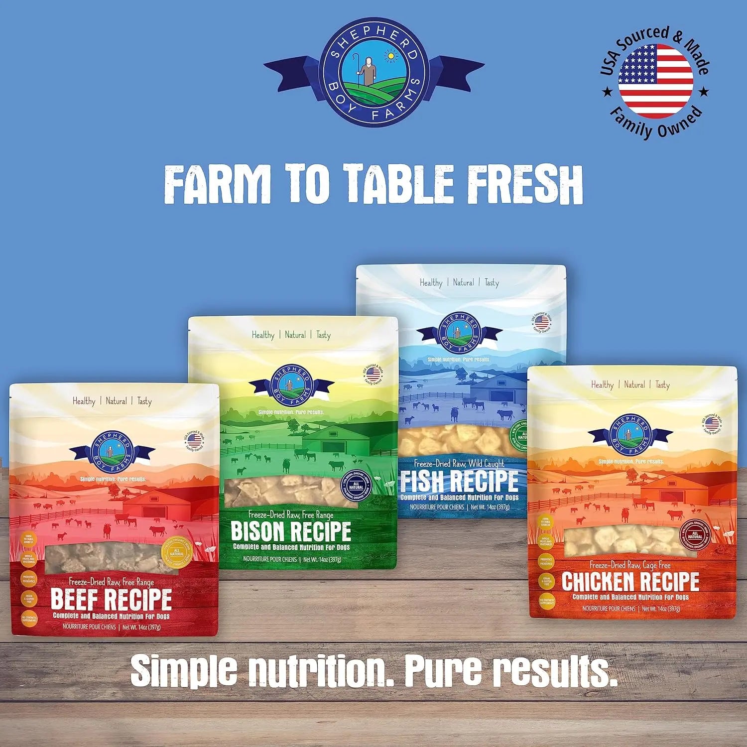 Shepherd Boy Farms Freeze Dried Fish Medley Recipe Dog Food 14oz Shepherd Boy Farms