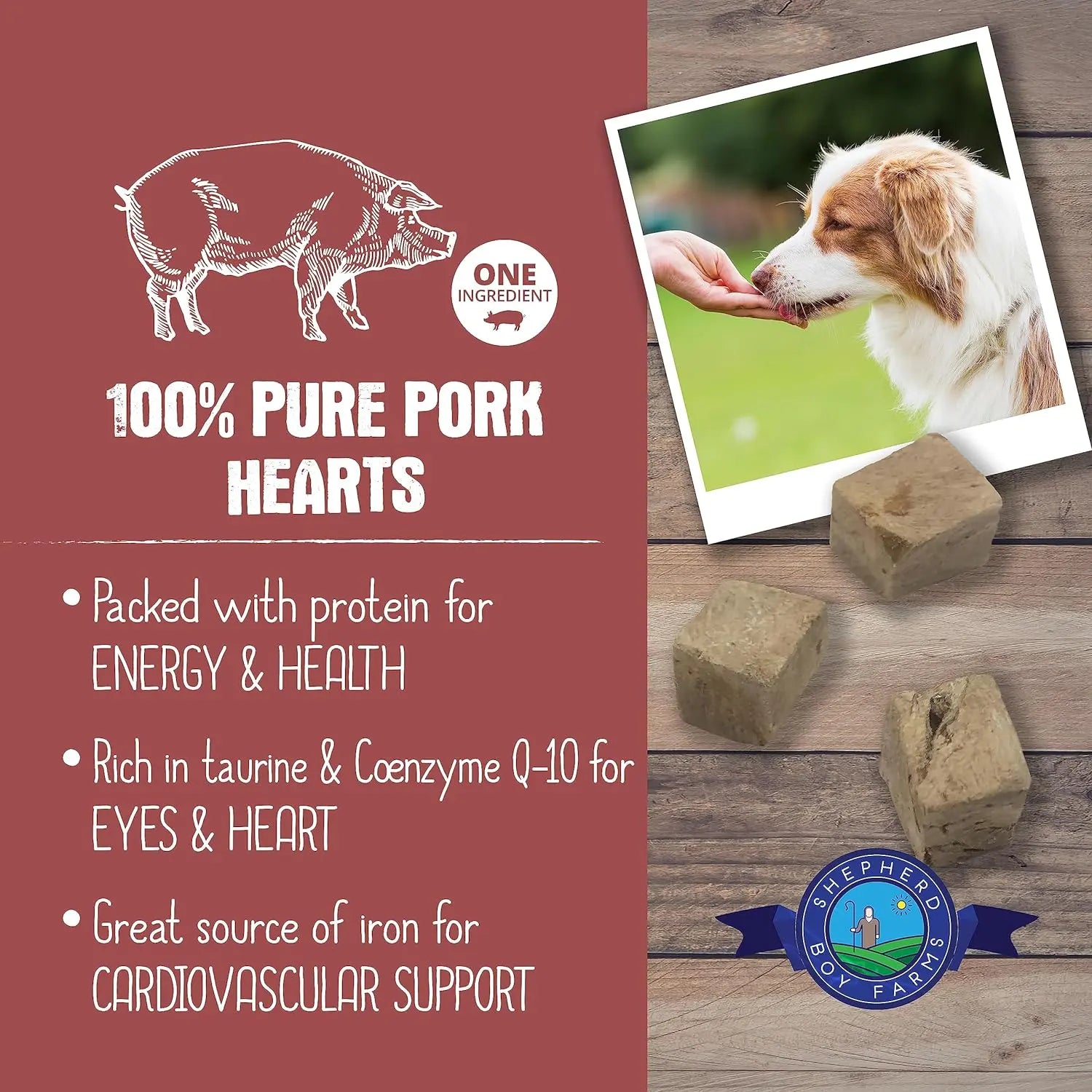 Shepherd Boy Farms Freeze Dried Pork Heart Dog Treats Shepherd Boy Farms