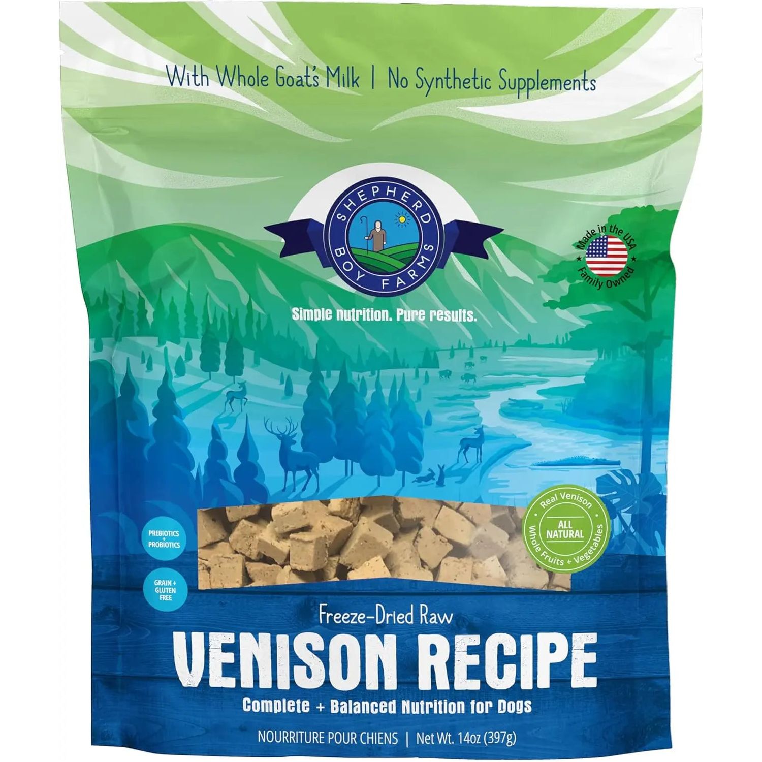 Shepherd Boy Farms Freeze-Dried Venison Recipe Dog Food 14oz Shepherd Boy Farms