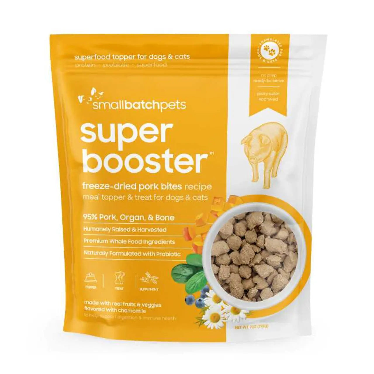 Smallbatch Super Booster Pork SmallBites Freeze-Dried Dog & Cat Meal Topper & Treats 7oz Smallbatch