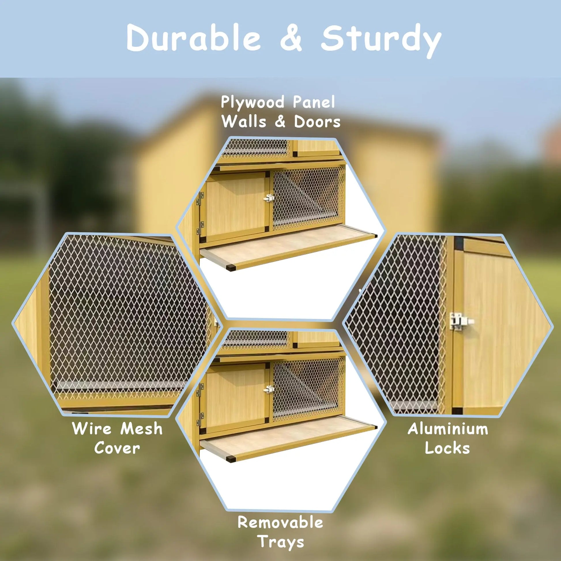 Talis-us Rabbit Hutch Small Animals Habitat with Ramp, Removable Tray, and Weatherproof Roof Talis Us