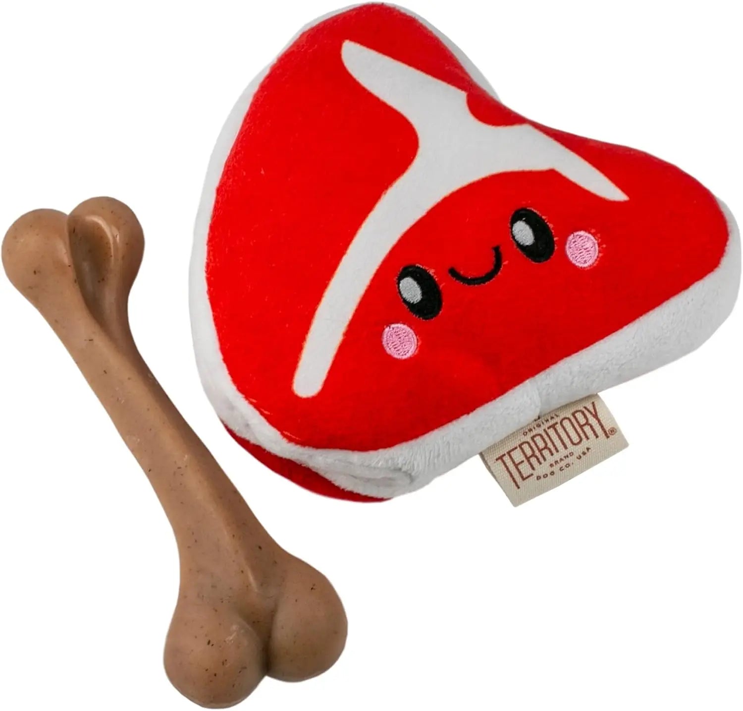 Territory Pet 2-in-1 Plush Squeaky Removable Bone Toy for Dogs 8" Territory