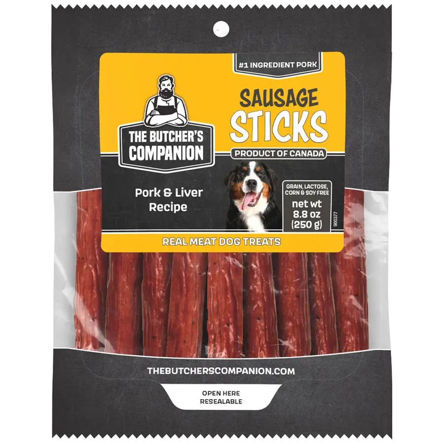 The Butcher's Companion Dog Treats Pork & Liver  Recipe Sausage 8.8oz The Butcher's Companion