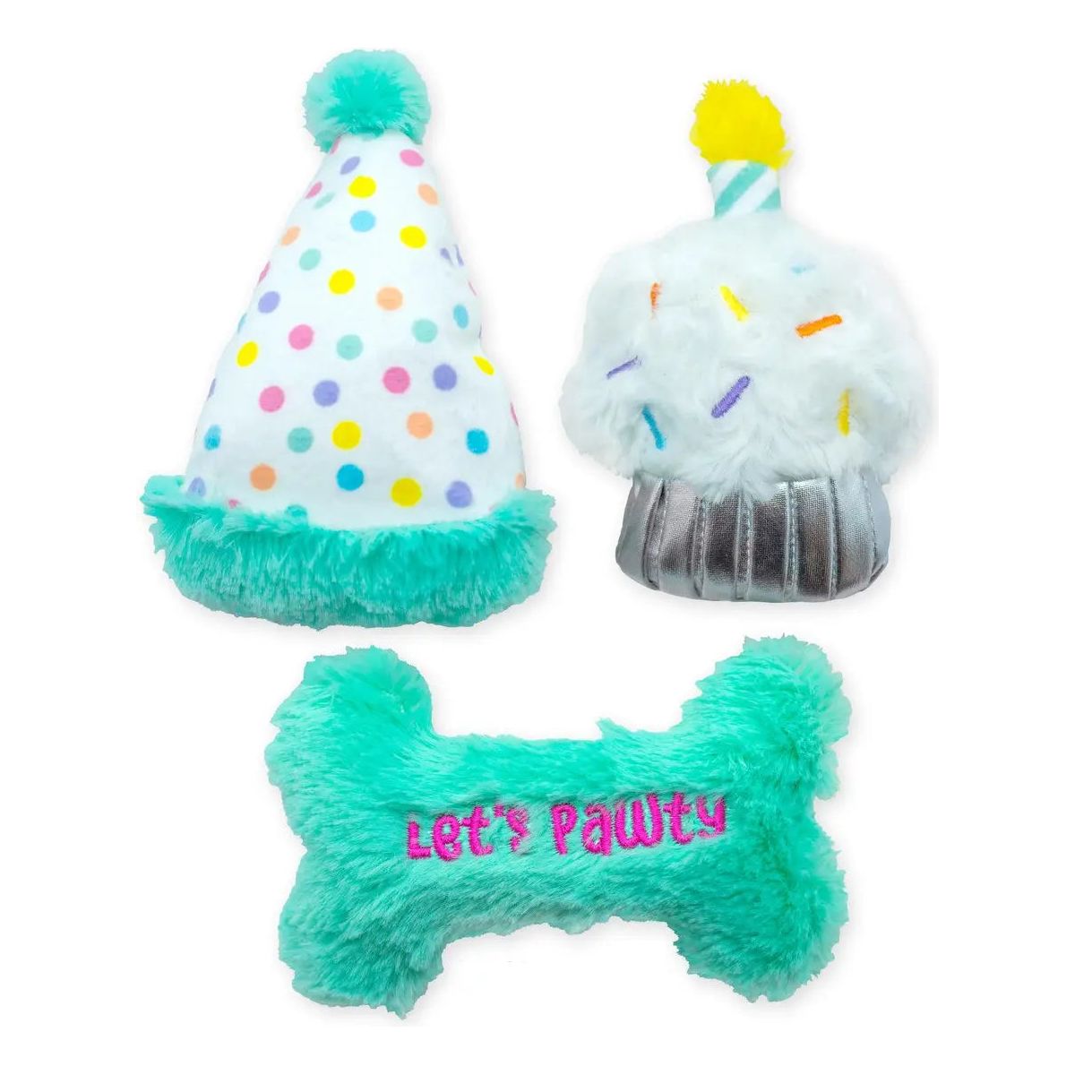 ThoozyPet Birthday 3pk Small Plush Dog Toys 5.5" ThoozyPet