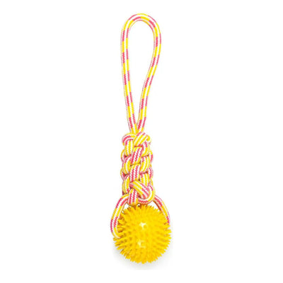 ThoozyPet Knotted Tug Rope Dog Toy with TPR Spike Ball 16" ThoozyPet