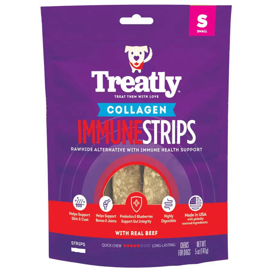 Treatly Collagen Immune Strips Beef Dog Chews 5 oz Treatly