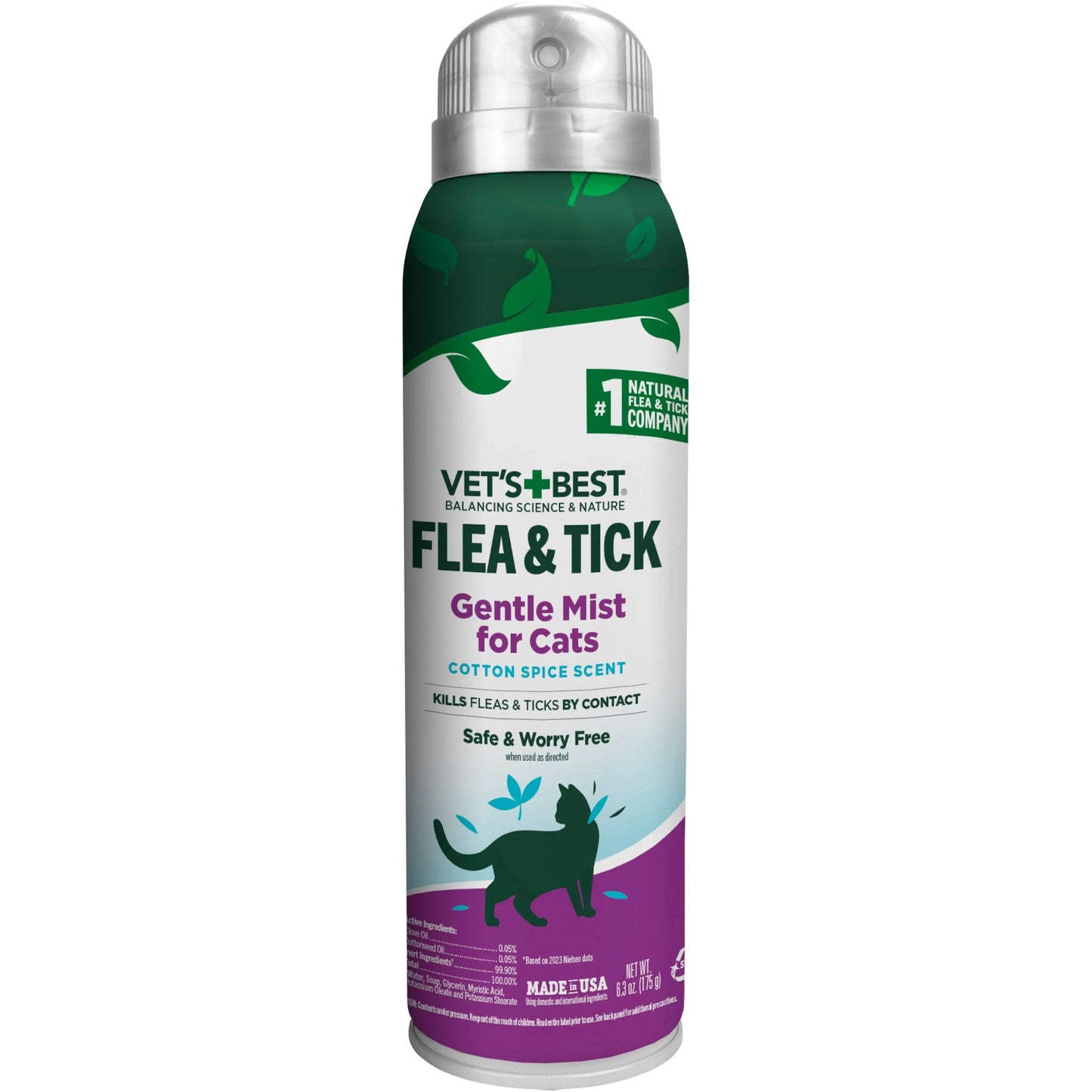 Vet's Best Cotton Spice Scent Flea & Tick Gentle Mist for Cats 6.3 oz Vet's Best