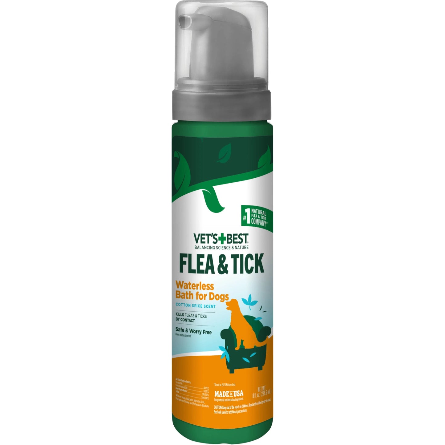 Vet's Best Flea & Tick Cotton Spice Scent Waterless Bath for Dogs Vet's Best