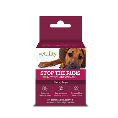 Vetality ‘Stop the Runs’ Anti-Diarrhea Chewable for Dogs 6 ct Vetality