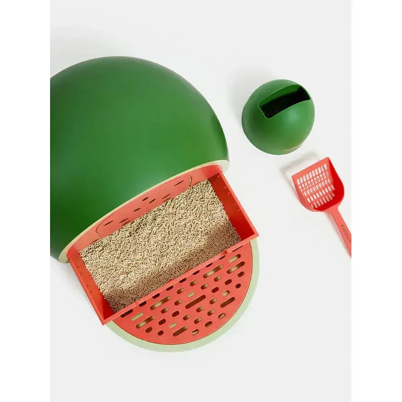 Vetreska Watermelon Odor Control Kitty Litter Box with Lid and Scoop VETRESKA