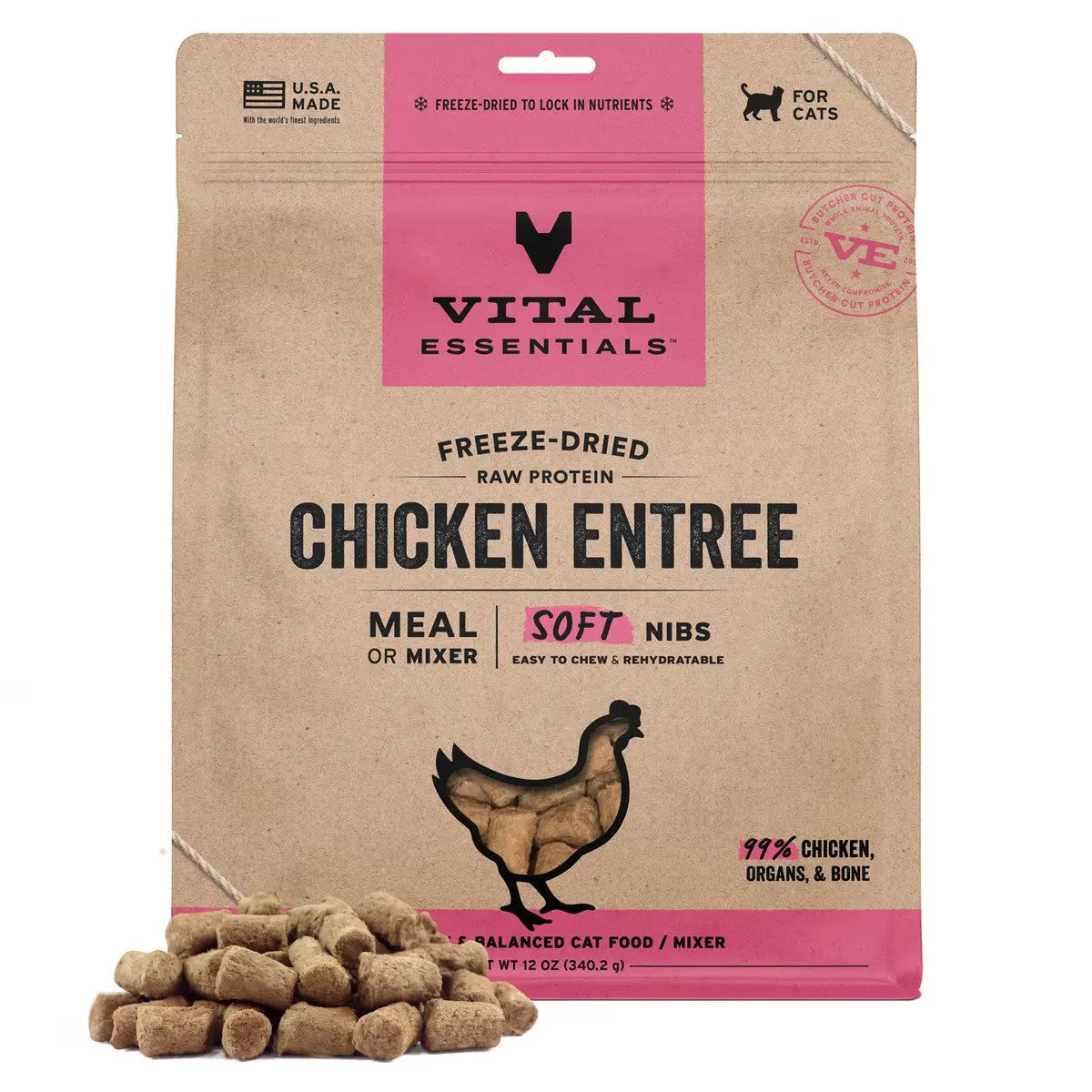 Vital Essentials Freeze-Dried Raw Entree & Mixer Cat Food Soft Nibs 12 oz Vital Essentials®