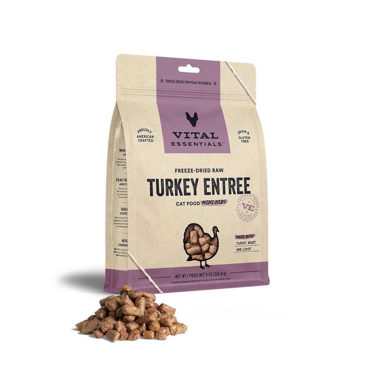 Vital Essentials® Freeze-Dried Raw Turkey Entree Cat Food Mini Nibs Vital Essentials®