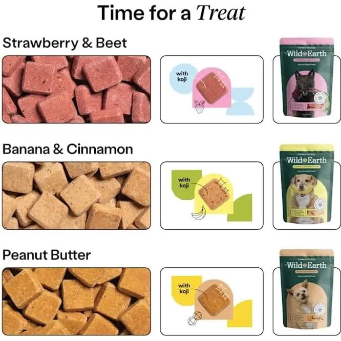 Wild Earth Superfood Vegan Dog Treats with Koji, Strawberry Beet 5oz Wild Earth