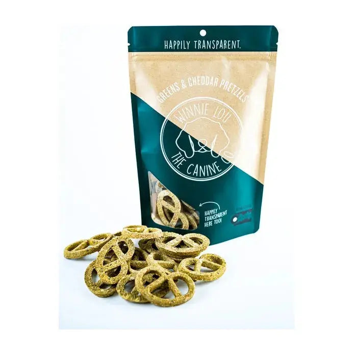 Winnie Lou Greens & Cheddar Pretzels Dog Treats 4 oz Winnie Lou