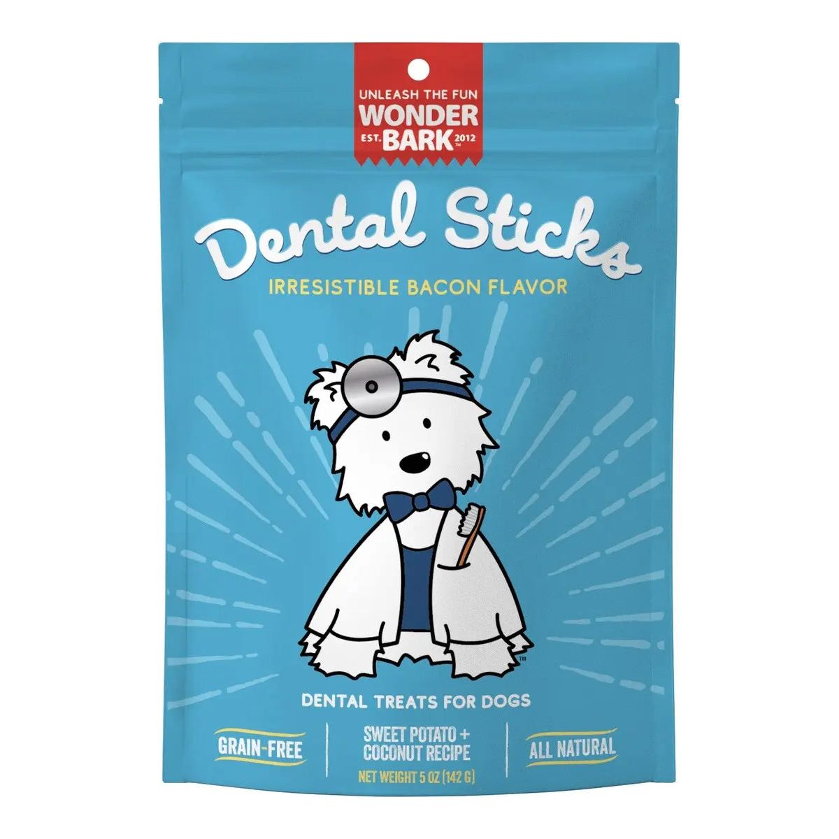 Wonder Bark Dental Sticks Bacon w/Sweet Potato 5oz. Wonder Bark