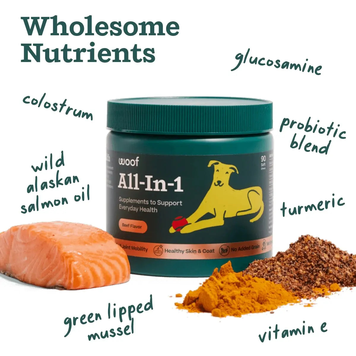 Woof Pet All-In-1 Beef Flavored Chew Vitamin Supplement for Dogs Woof Pet