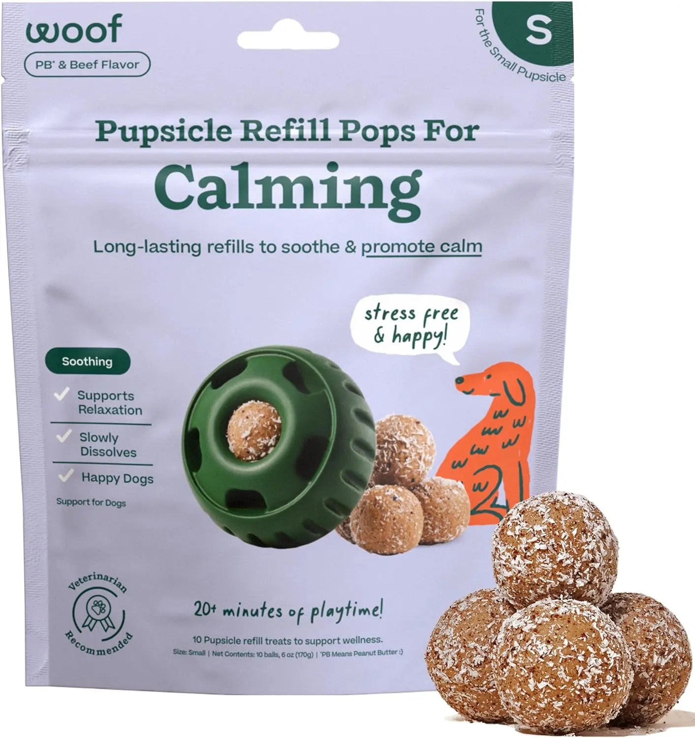 Woof Pet Calming Wellness Pops - Long Lasting Treats for the Pupsicle Woof Pet